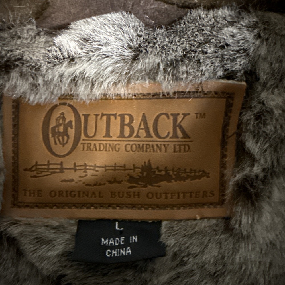 Outback Trading Co. Tooled Vest Women's Large Brown Full Zip Faux Fur Western - Picture 2 of 7